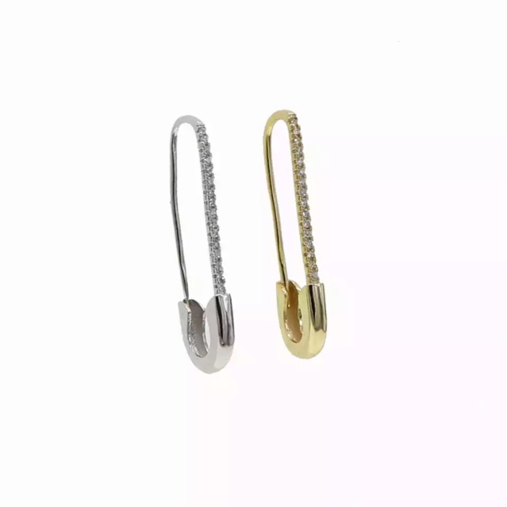 High Quality Safety Pin CZ Earrings
